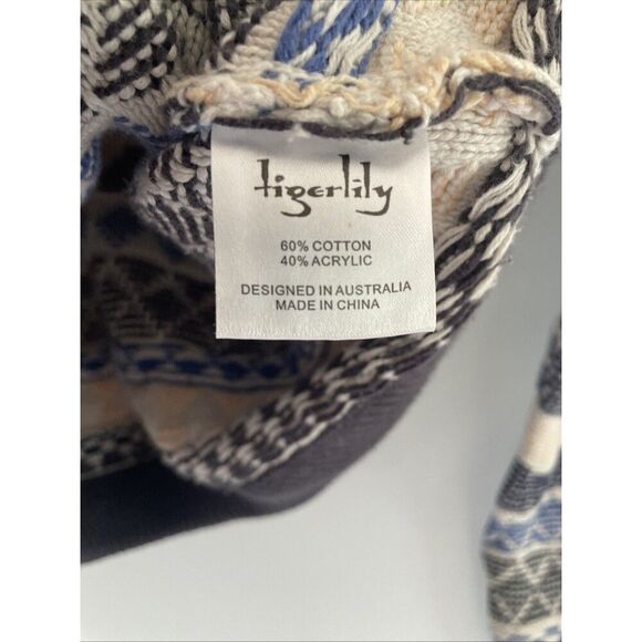 Tigerlily 3d Coogi‎ Like Sweater Made Boat Neck Blue Stripe Blue Women’s Small - Picture 7 of 11